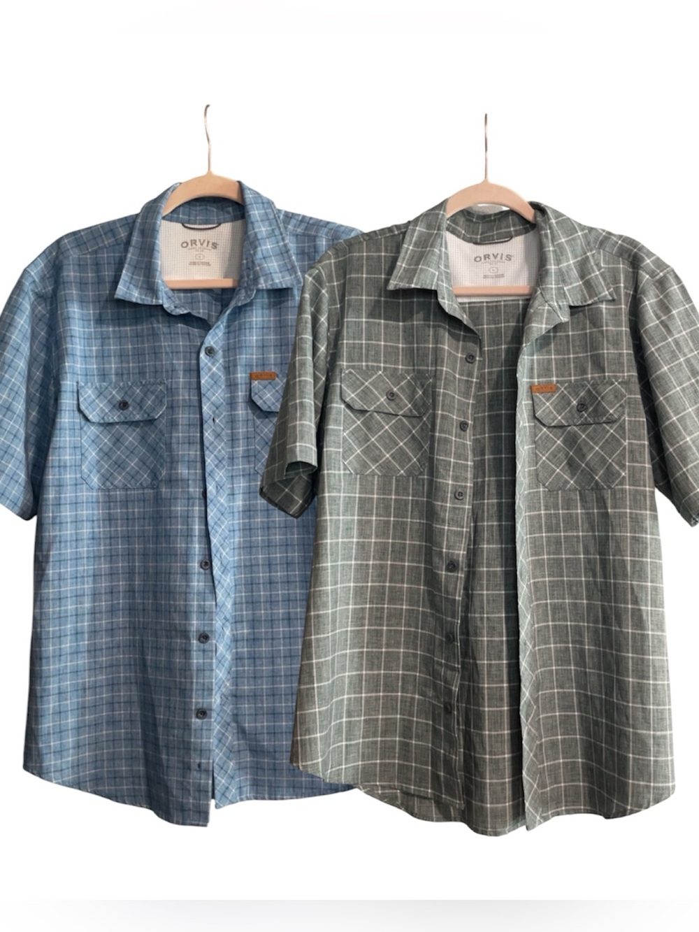 Orvis Short-Sleeve Plaid Button-Down Shirt Duo - Blue & Gray Men’s Size Large